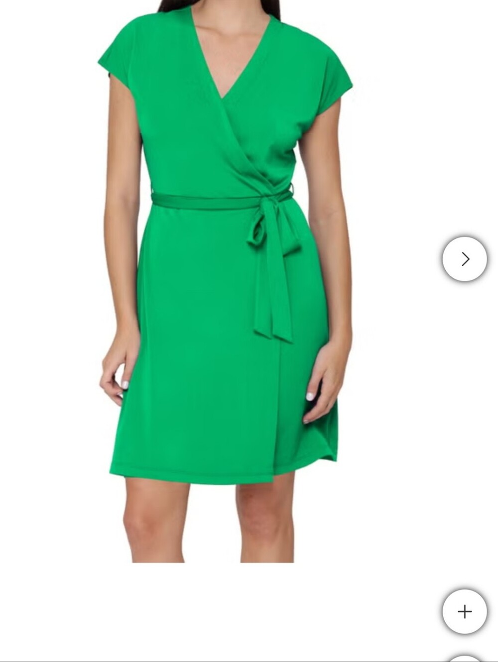 Women's Green Wrap Dress with Waist Tie And Silver Jewerly Set
